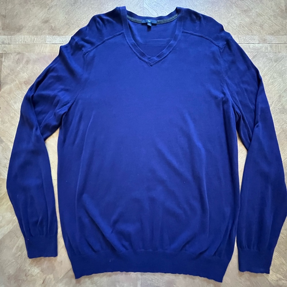 GAP – Men’s Classic Purple V-Neck Sweater – XL – Spring 2010 – Y2K/2010s Vintage